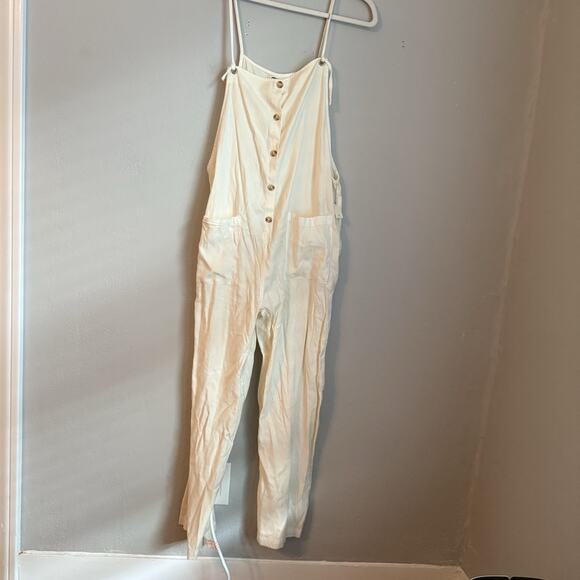 Billabong Jumpsuit Overalls Beach Cruiser Relaxed Fit White Large New - Picture 4 of 9